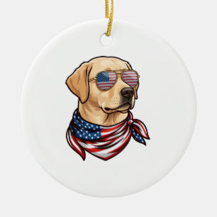 Hond Usa Vlag Zonnebril Bandana Keramisch Ornament