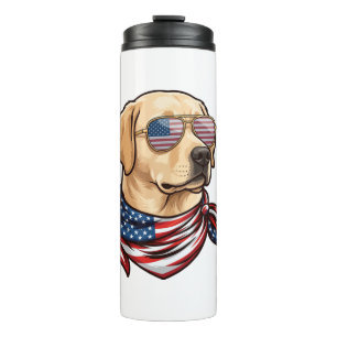 Hond Usa Vlag Zonnebril Bandana Thermosbeker