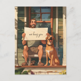 Hond vader en zijn hond briefkaart