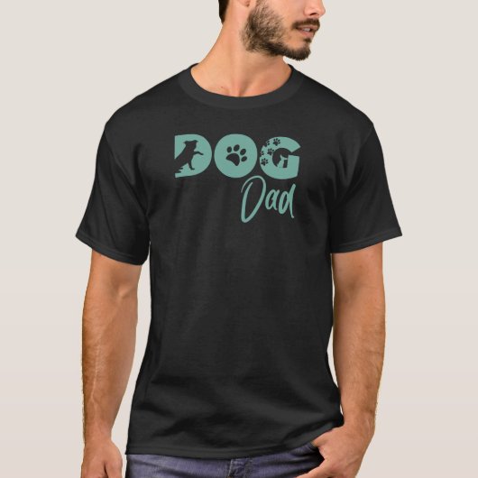 Hond Vader T-shirt - Turquoise - Silhouet van een (Voorkant)