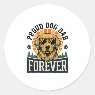 Hond Vader T-shirt Vintage Gouden Retriever Retro Ronde Sticker