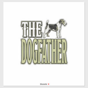 Hond Vader Terrier Vintage Gravure Shirt Ontwerp_ Sticker