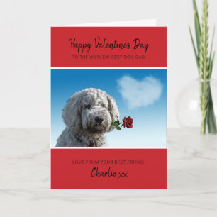 Hond Vader Valentijn van hond met rode roos Feestdagen Kaart