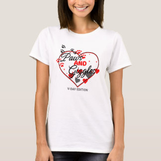 Hond valentijn, kat valentijn: Paws & giechels: V- T-shirt