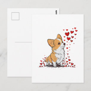 Hond Valentijnschattige Corgi Valentijnsdag Briefkaart