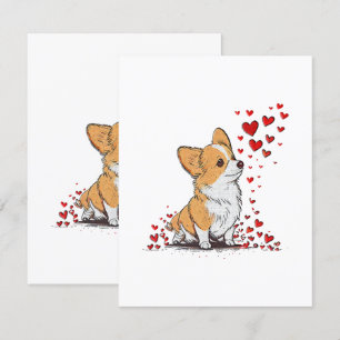 Hond Valentijnsdag Schattige Corgi Valentijnsdag Informatiekaartje