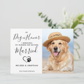 Hond van Eer Moderene Fotohuisdier Trouw Verloving Aankondiging (Staand voorkant)