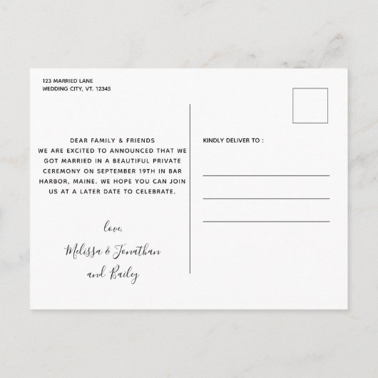 Hond van Eer Net Getrouwd Hondenbruiloft Aankondigingskaart (Achterkant)