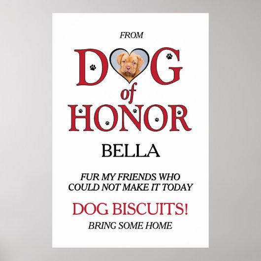 Hond van Eer Trouwkoekjesbar met Pet Photo Po Poster (Voorkant)