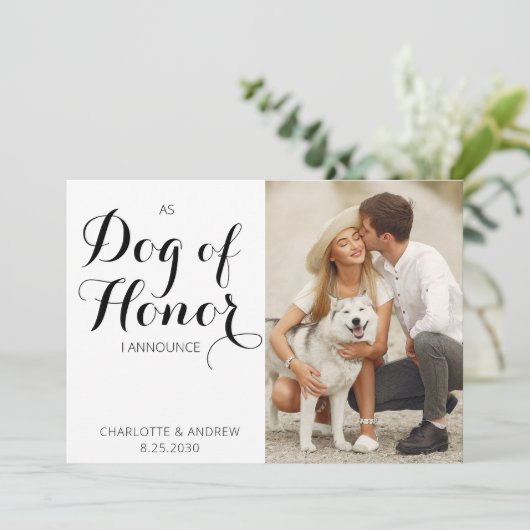 Hond van eerlijkheid gewoon huwelijksaankondiging save the date (Staand voorkant)