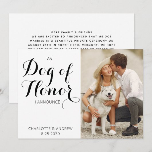 Hond van eerlijkheid gewoon huwelijksaankondiging save the date (Voorkant / Achterkant)