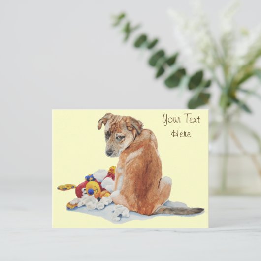 hond van gemengde rassen met een teddyse schattige briefkaart (Staand voorkant)