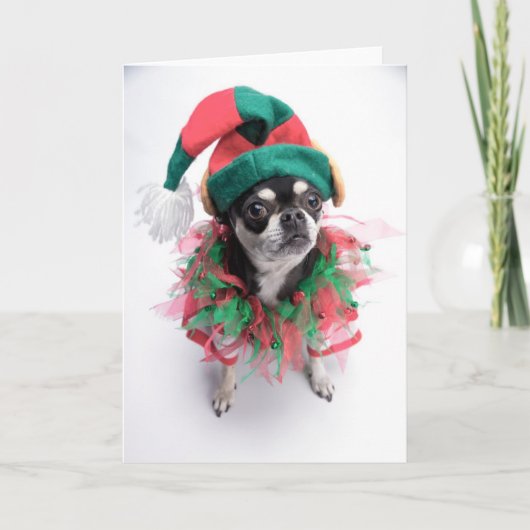 Hond van het Elf van de Helper van de kerstman Feestdagen Kaart (Voorkant)
