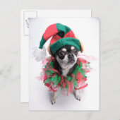 Hond van het Elf van de Helper van de kerstman Feestdagenkaart (Voorkant / Achterkant)
