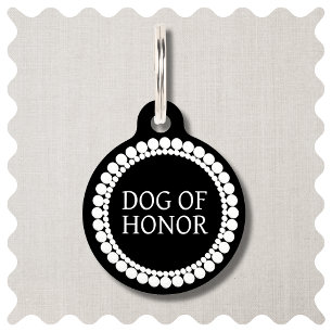 Hond van Honor Zwart-wit Hond Pet ID Tag Huisdierpenning