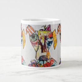 Hond van vele kleuren grote koffiekop