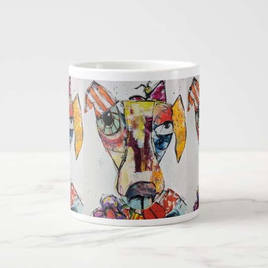 Hond van vele kleuren grote koffiekop (Voorkant)