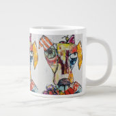 Hond van vele kleuren grote koffiekop (Rechts)