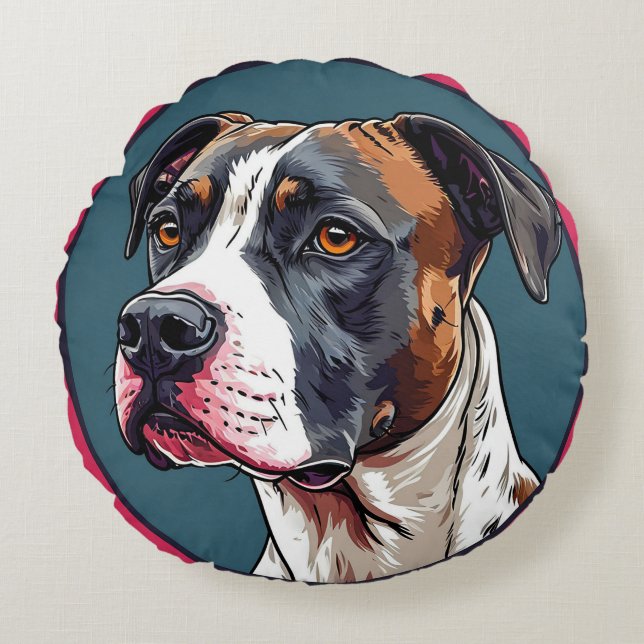 Hond Vector Illustratie Rond Kussen (Voorkant)