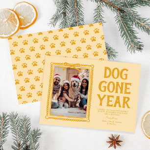 Hond Verdwenen Jaar Gele Foto Kerstmis Feestdagenkaart