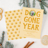 Hond Verdwenen Jaar Gele Foto Kerstmis Feestdagenkaart