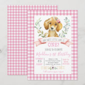 Hond verjaardag douche uitnodiging, puppy verjaard kaart (Voorkant / Achterkant)