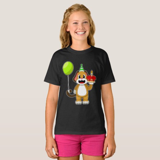 Hond Verjaardag Kaars Cake T-shirt (Voorkant volledig)