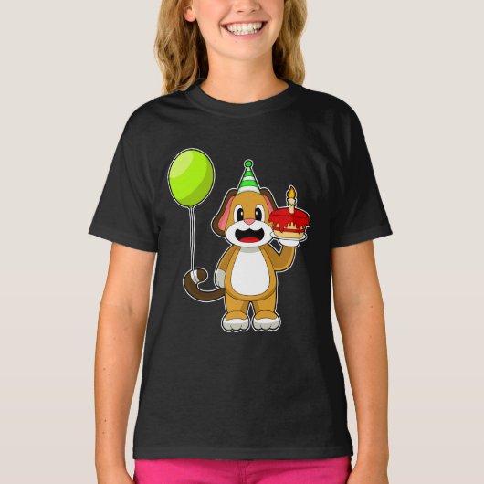 Hond Verjaardag Kaars Cake T-shirt (Voorkant)