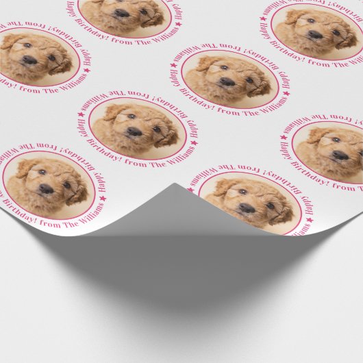 Hond Verjaardag met Eigen Foto Cadeaupapier (Hoek)