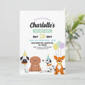 Hond Verjaardag Nodig Meisje Jongen Party Pawty Fu Kaart (Staand voorkant)