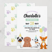 Hond Verjaardag Nodig Meisje Jongen Party Pawty Fu Kaart (Voorkant / Achterkant)