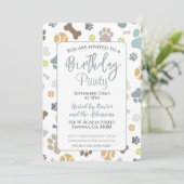 Hond Verjaardag Pawty Blue Party Kaart (Staand voorkant)