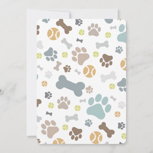 Hond Verjaardag Pawty Blue Party Kaart (Achterkant)