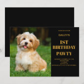 Hond Verjaardag Pawty Foto Uitnodiging (Voorkant / Achterkant)