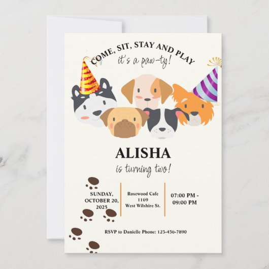 Hond Verjaardag Pawty Verjaardag uitnodiging (Voorkant)