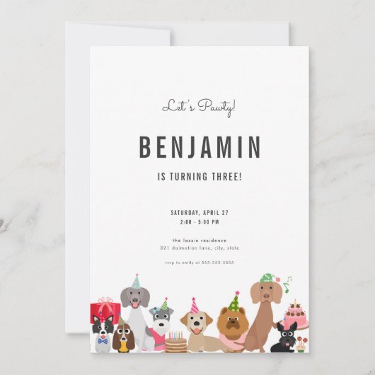 Hond Verjaardag Uitnodiging voor Puppy Pawty Uitno (Voorkant)