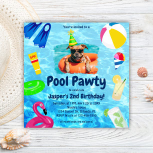 Hond Verjaardag Zwembad Party Puppy Pawty Kaart