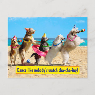 Hond verjaardagsfeest Conga rij Uitnodiging Briefkaart