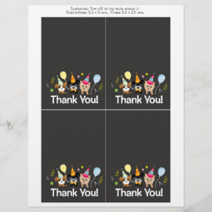 hond, verjaardagsfeest Dank je wel Flyer