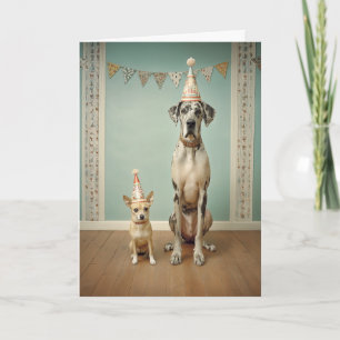 Hond Verjaardagsfeest Portret Duo Kaart