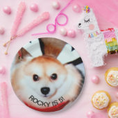 Hond verjaardagsfeestje aangepaste foto papieren bordje (Feest)