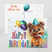 Hond verjaardagsfeestje briefkaart (Voorkant / Achterkant)