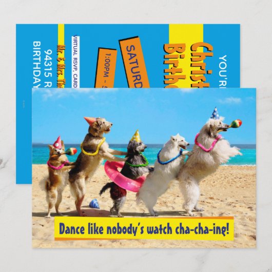 Hond Verjaardagsfeestje Conga Rij Kaart (Voorkant / Achterkant)