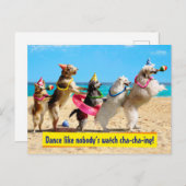 Hond verjaardagsfeestje Conga rij Uitnodiging Briefkaart (Voorkant / Achterkant)