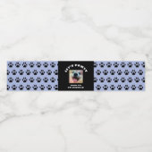 Hond Verjaardagsfeestje Pet Foto Blauwe Poot Print Waterfles Etiket (Enkel label)