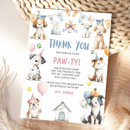 Hond Verjaardagsfeestje Puppy Pawty Verjaardag Bedankkaart