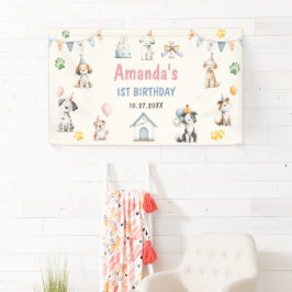 Hond Verjaardagsfeestje Puppy Pawty Verjaardag Spandoek