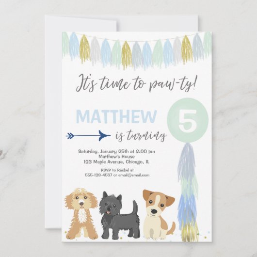 Hond verjaardagsfeestje, Schattigee puppy hond jon Kaart (Voorkant)