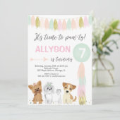 Hond verjaardagsfeestje, Schattigee puppy hond mei Kaart (Staand voorkant)