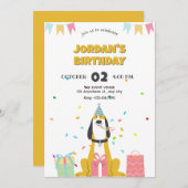 Hond verjaardagsfeestje Uitnodiging (Voorkant / Achterkant)